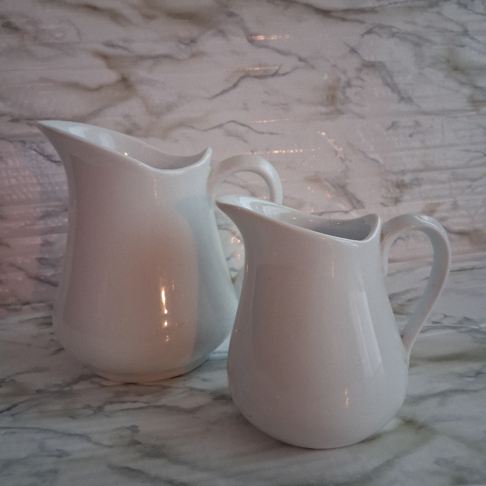 White ceramic pitchers